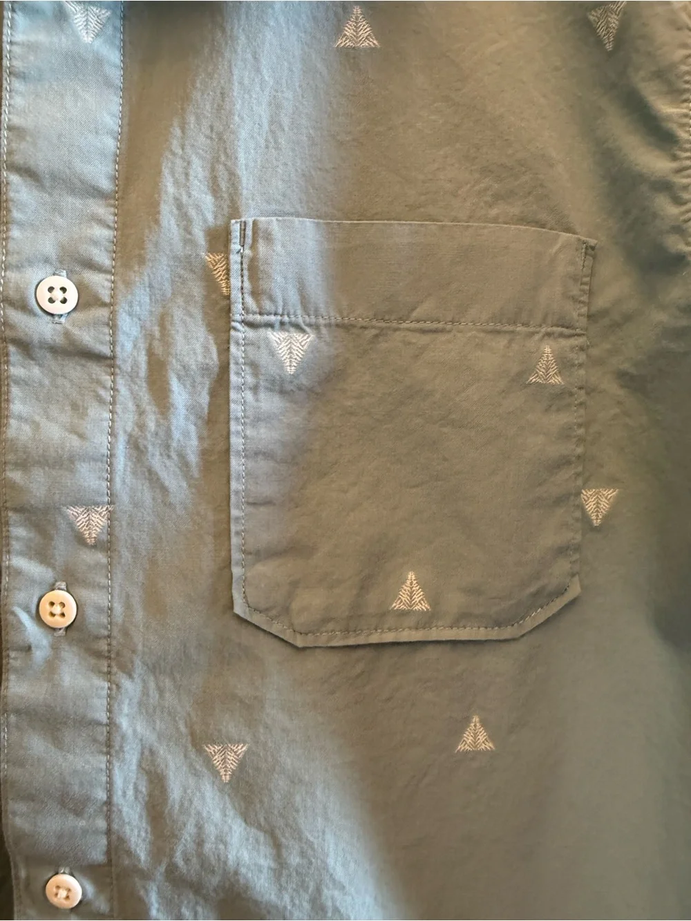 The North Face Men’s L Blue Print Button Up Shirt Short Sleeve Outdoor Sports